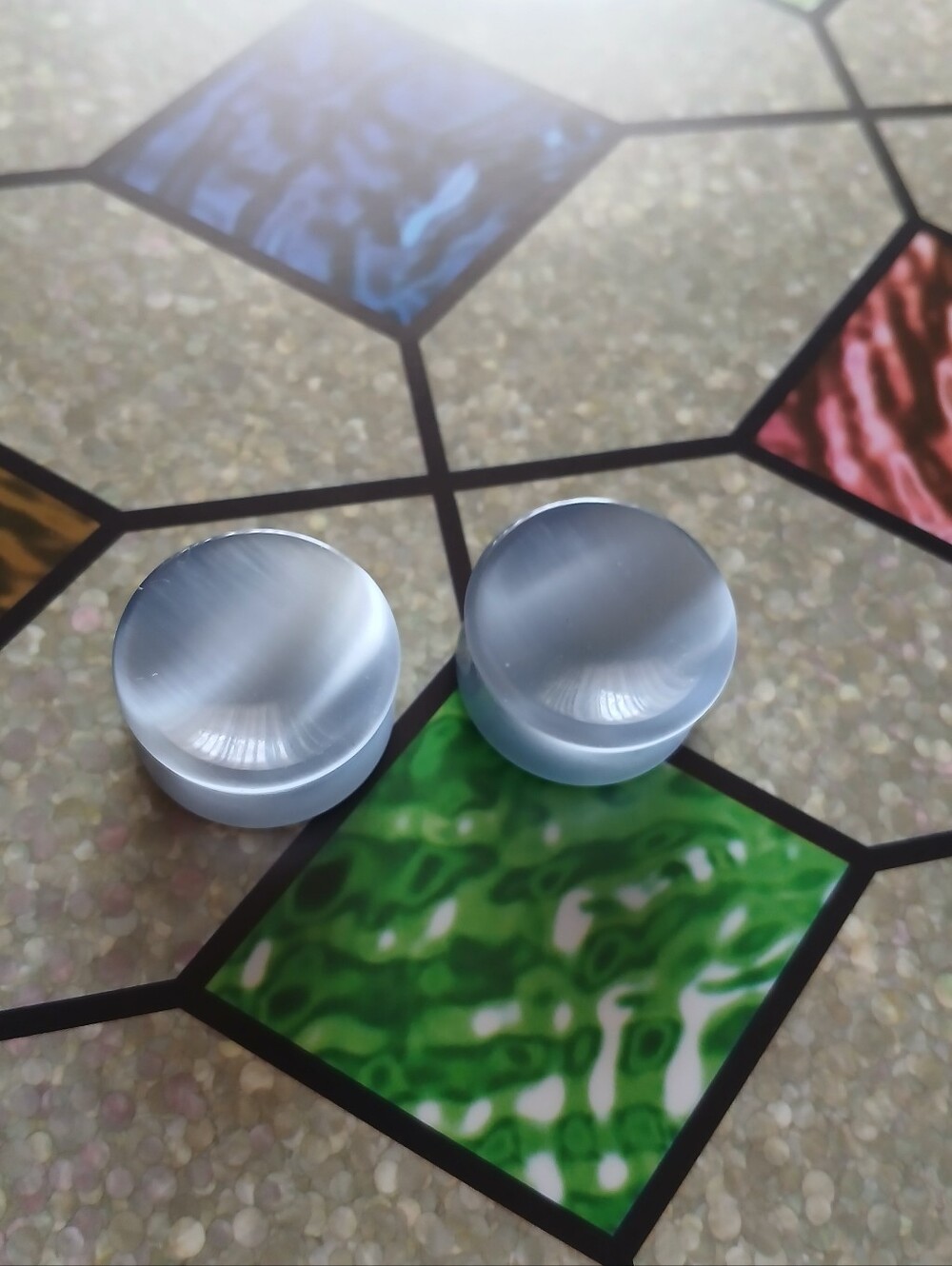 22mm White Tiger Eye Double Flare Concave Front Plugs
